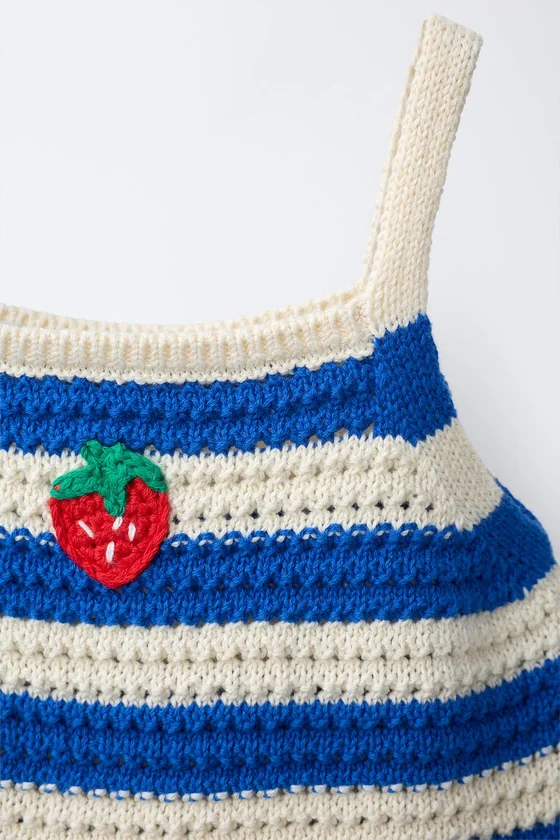 ТРИКОТАЖНЫЙ ТОП В ПОЛОСКУ С КЛУБНИКОЙ CASA LAWA X ZARA KIDS