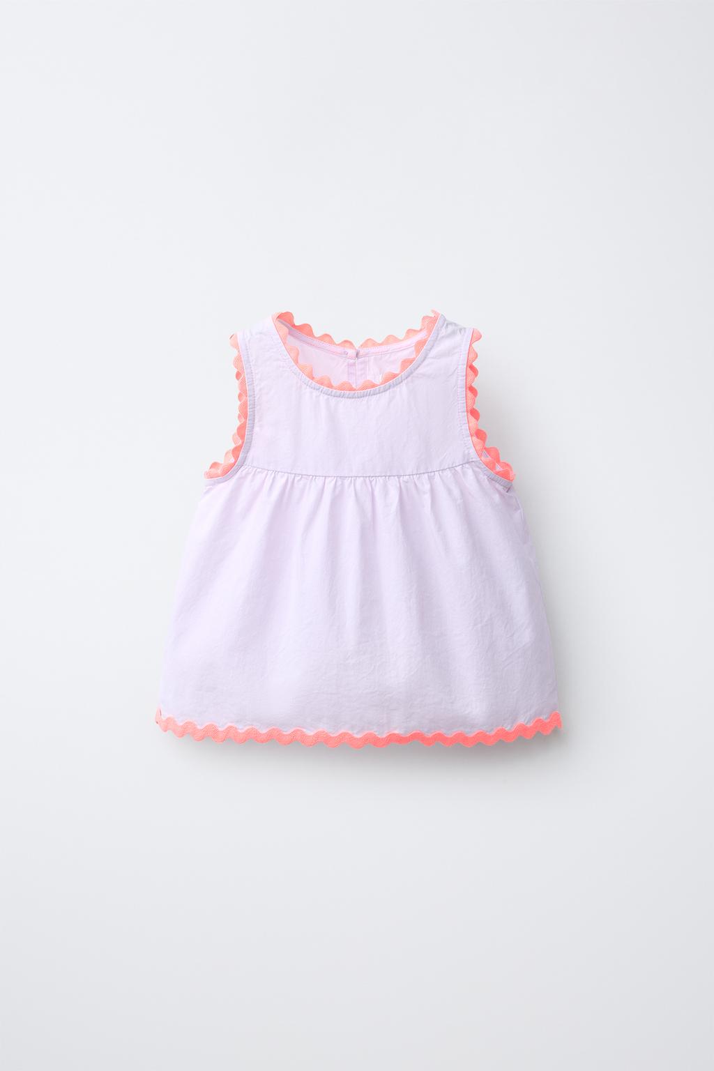 ТОП ИЗ ПОПЛИНА С ВОЛНИСТЫМ КОНТРАСТНЫМ КРАЕМ CASA LAWA X ZARA KIDS