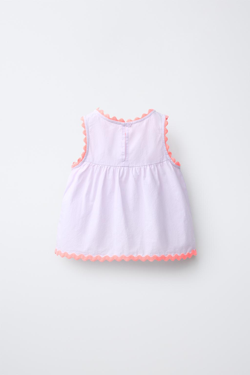 ТОП ИЗ ПОПЛИНА С ВОЛНИСТЫМ КОНТРАСТНЫМ КРАЕМ CASA LAWA X ZARA KIDS