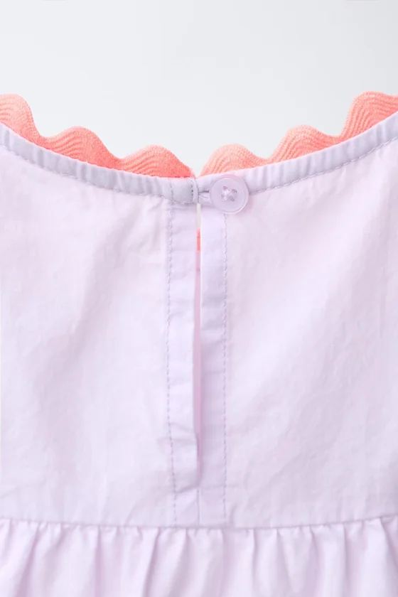 ТОП ИЗ ПОПЛИНА С ВОЛНИСТЫМ КОНТРАСТНЫМ КРАЕМ CASA LAWA X ZARA KIDS