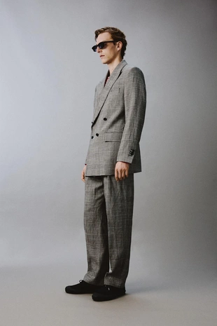 Костюмные брюки в клетку из смесовой шерсти и льна — Zara «Aaron Levine»- Заказать в России