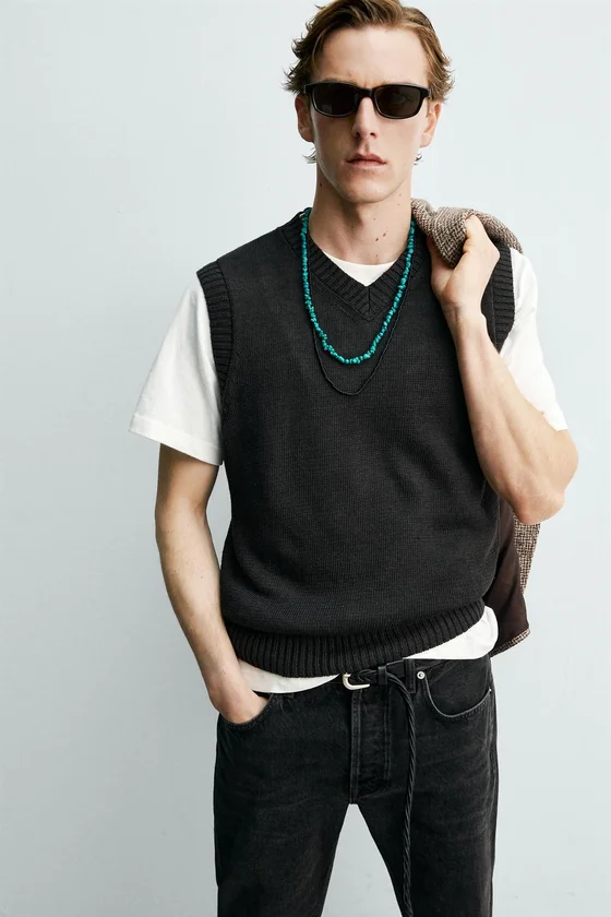 ВЯЗАНЫЙ ЖИЛЕТ ИЗ 100% ЛЬНА Zara «Aaron Levine»