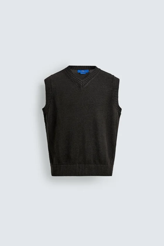 ВЯЗАНЫЙ ЖИЛЕТ ИЗ 100% ЛЬНА Zara «Aaron Levine»