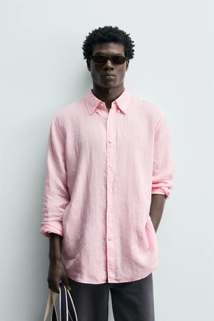 Рубашка стандартной посадки из 100% льна- Заказать в России