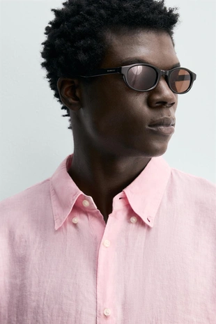 Рубашка стандартной посадки из 100% льна- Заказать в России