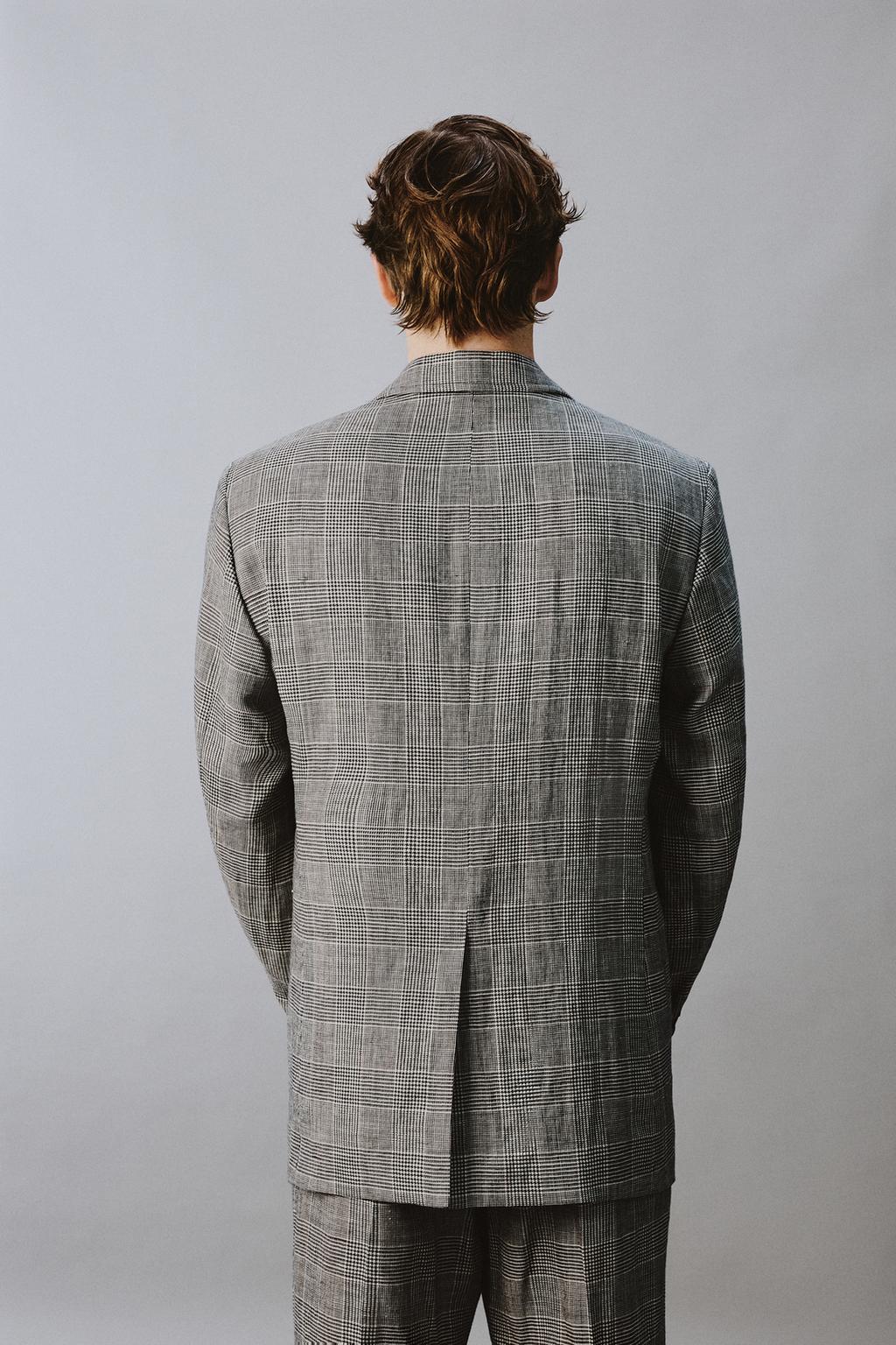 ДВУБОРТНЫЙ БЛЕЙЗЕР ИЗ ШЕРСТИ И ЛЬНА В КЛЕТКУ — Zara «Aaron Levine»