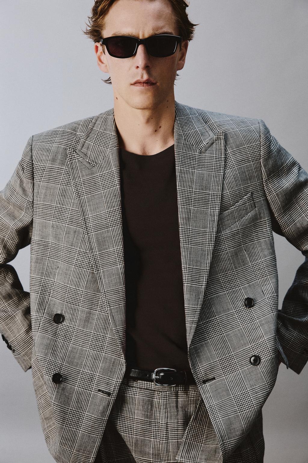 ДВУБОРТНЫЙ БЛЕЙЗЕР ИЗ ШЕРСТИ И ЛЬНА В КЛЕТКУ — Zara «Aaron Levine»