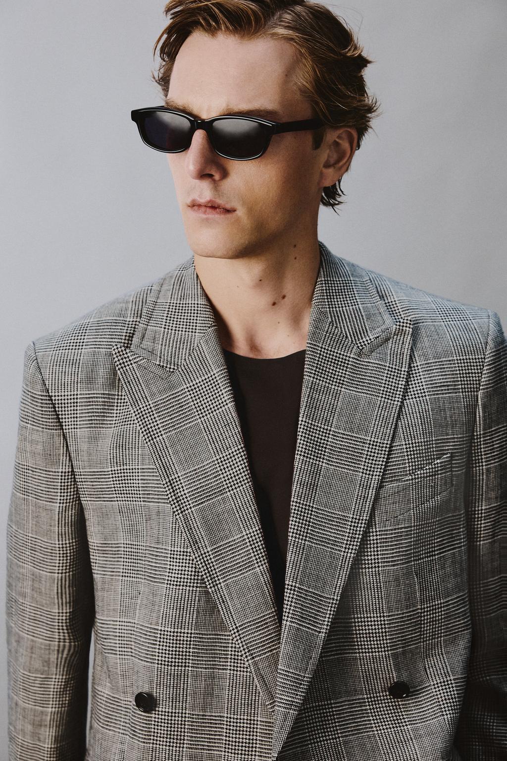 ДВУБОРТНЫЙ БЛЕЙЗЕР ИЗ ШЕРСТИ И ЛЬНА В КЛЕТКУ — Zara «Aaron Levine»