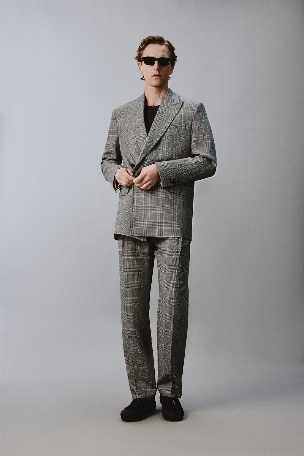 ДВУБОРТНЫЙ БЛЕЙЗЕР ИЗ ШЕРСТИ И ЛЬНА В КЛЕТКУ — Zara «Aaron Levine»