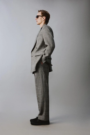 Двубортный блейзер из шерсти и льна в клетку — Zara «Aaron Levine»- Заказать в России