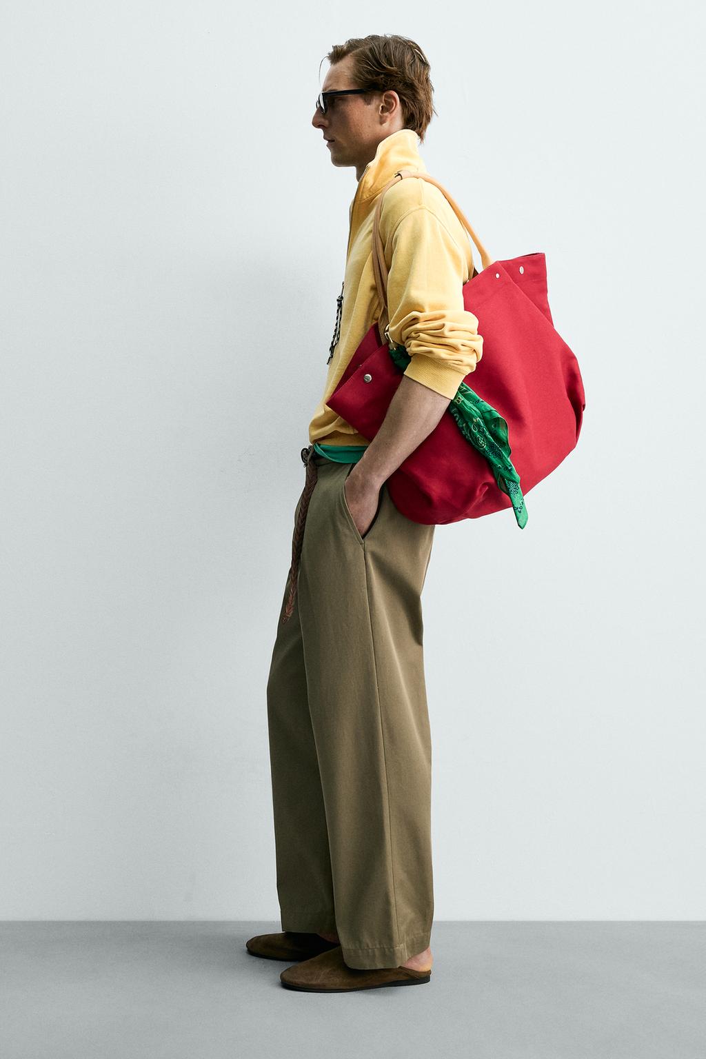 СУМКА-ШОПЕР Zara «Aaron Levine» С КОЖАНЫМИ ДЕТАЛЯМИ