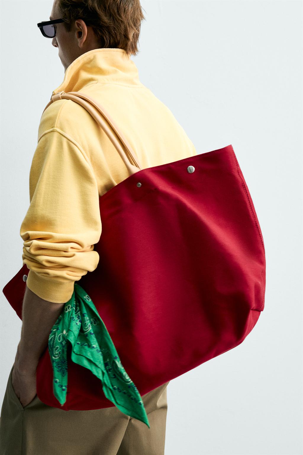 СУМКА-ШОПЕР Zara «Aaron Levine» С КОЖАНЫМИ ДЕТАЛЯМИ