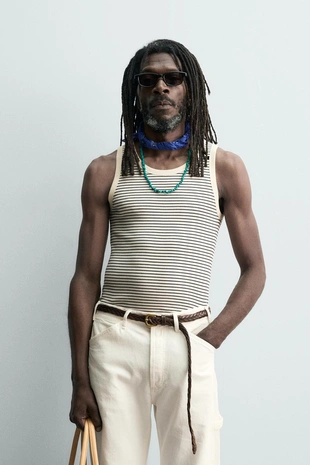 Майка жаккард в полоску X аарон левин- Заказать в России