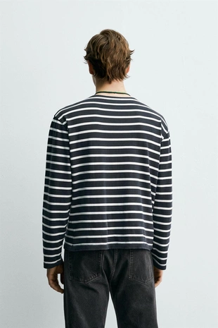 Футболка жаккард в полоску Zara «Aaron Levine»- Заказать в России