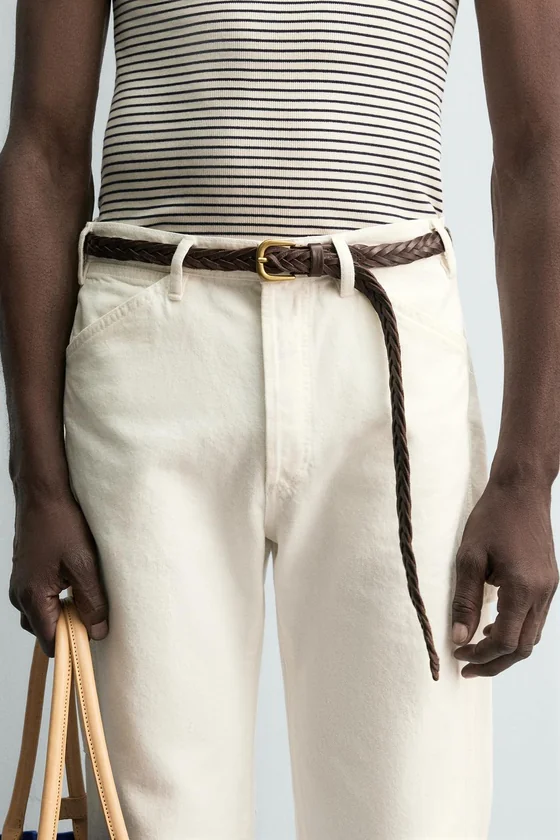 ПЛЕТЕНЫЙ КОЖАНЫЙ РЕМЕНЬ Zara «Aaron Levine»