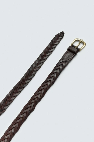 Плетеный кожаный ремень Zara «Aaron Levine»- Заказать в России