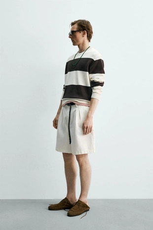 Жаккардовый свитер в полоску Zara «Aaron Levine»- Заказать в России