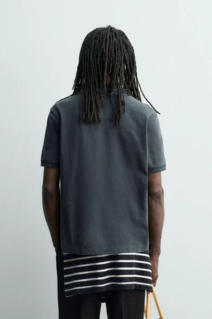 Поло пике с эффектом потертости Zara «Aaron Levine»