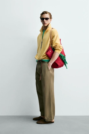 Брюки чинос со складками Zara «Aaron Levine»- Заказать в России