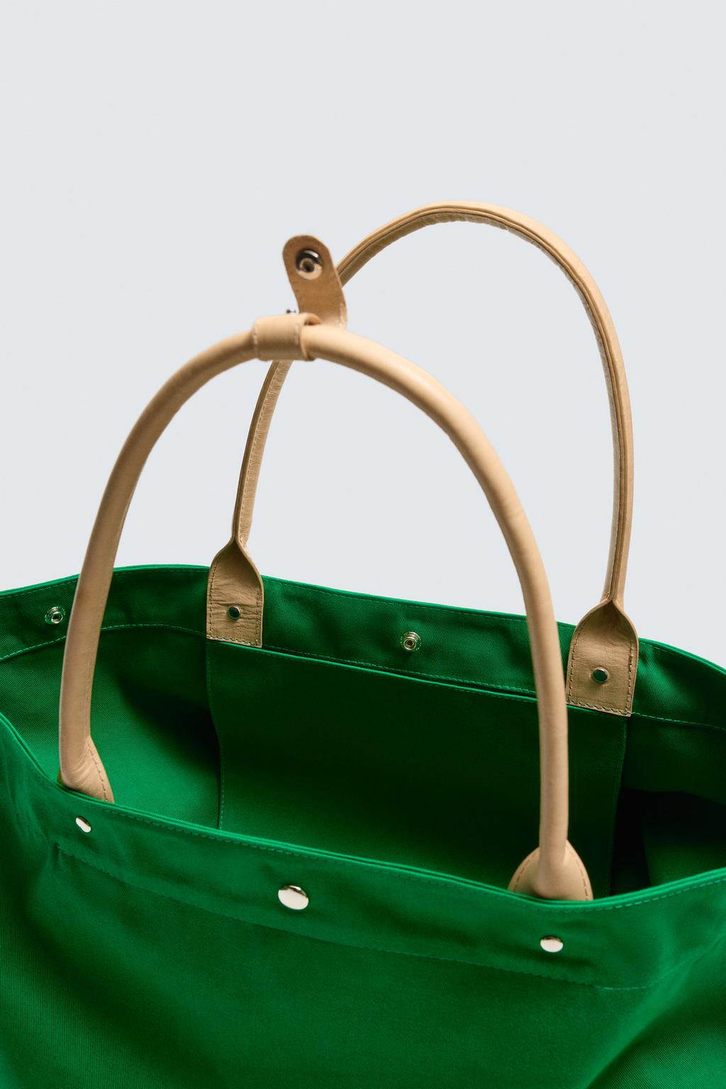 СУМКА-ШОПЕР С КОЖАНЫМИ ДЕТАЛЯМИ Zara «Aaron Levine»