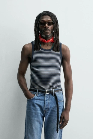 Майка жаккард в полоску X аарон левин