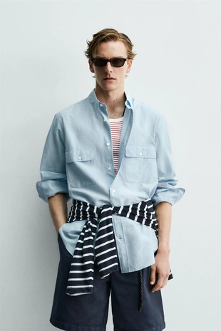 Рубашка свободного кроя с карманами Zara «Aaron Levine»