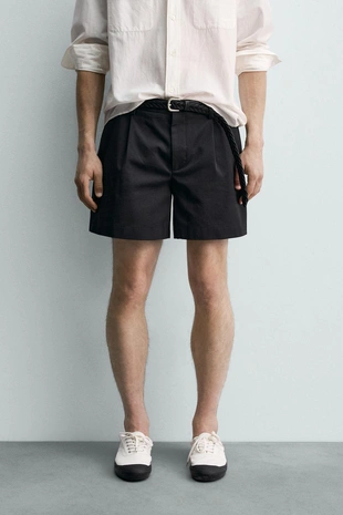 Короткие шорты с защипами Zara «Aaron Levine»- Заказать в России