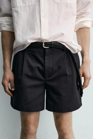 Короткие шорты с защипами Zara «Aaron Levine»- Заказать в России