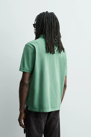 Поло пике с эффектом потертости Zara «Aaron Levine»- Заказать в России