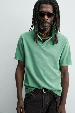 Поло пике с эффектом потертости Zara «Aaron Levine»- Заказать в России