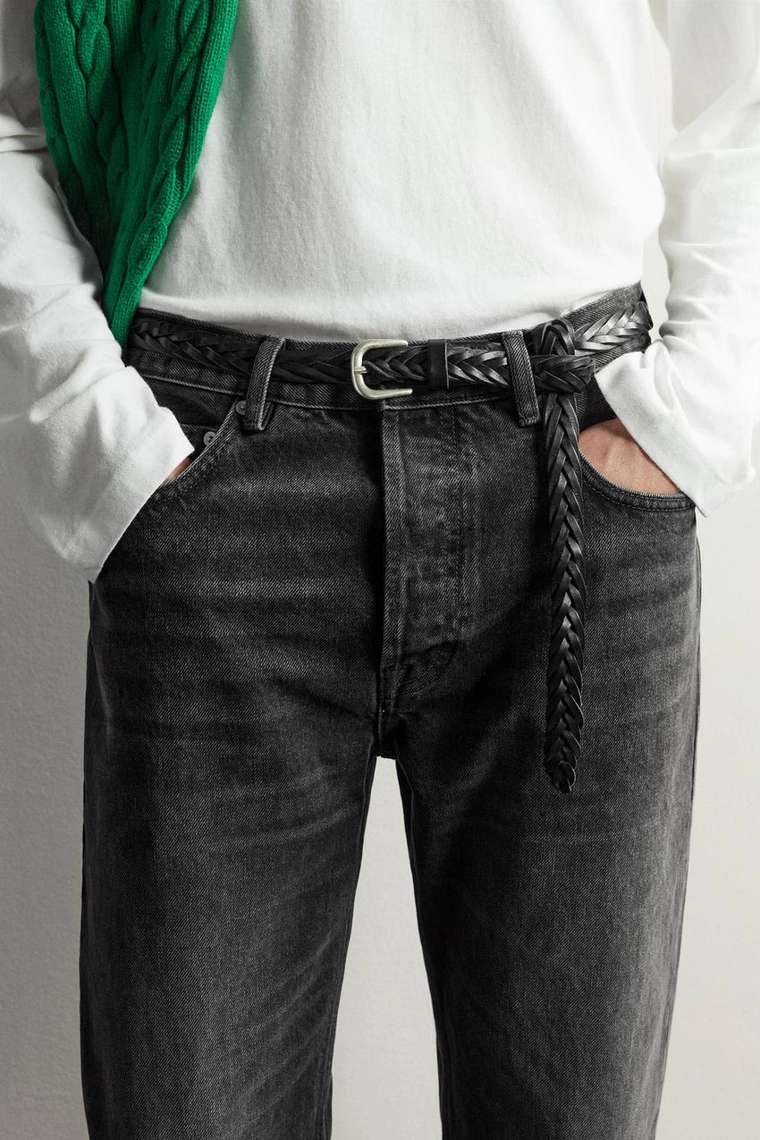 ПЛЕТЕНЫЙ КОЖАНЫЙ РЕМЕНЬ Zara «Aaron Levine»