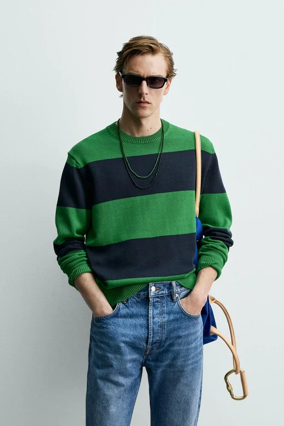 ЖАККАРДОВЫЙ СВИТЕР В ПОЛОСКУ Zara «Aaron Levine»
