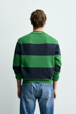 Жаккардовый свитер в полоску Zara «Aaron Levine»- Заказать в России