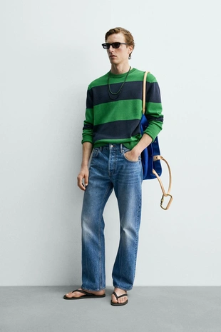 Жаккардовый свитер в полоску Zara «Aaron Levine»- Заказать в России