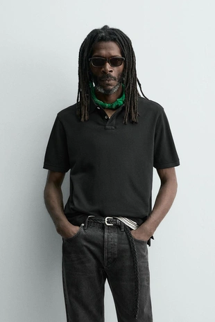Поло пике с эффектом потертости Zara «Aaron Levine»- Заказать в России