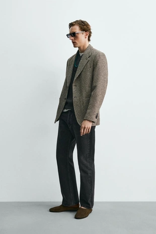 Блейзер из смесовой шерсти и хлопка — Zara «Aaron Levine»- Заказать в России