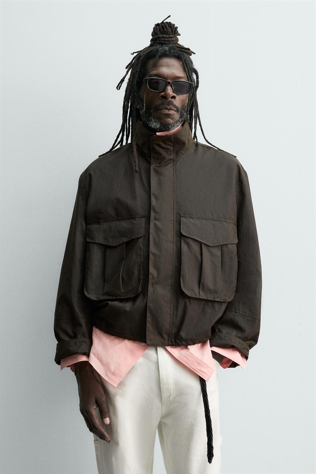 УКОРОЧЕННАЯ КУРТКА Zara «Aaron Levine» С ЭФФЕКТОМ ВОЩЕНОЙ ТКАНИ