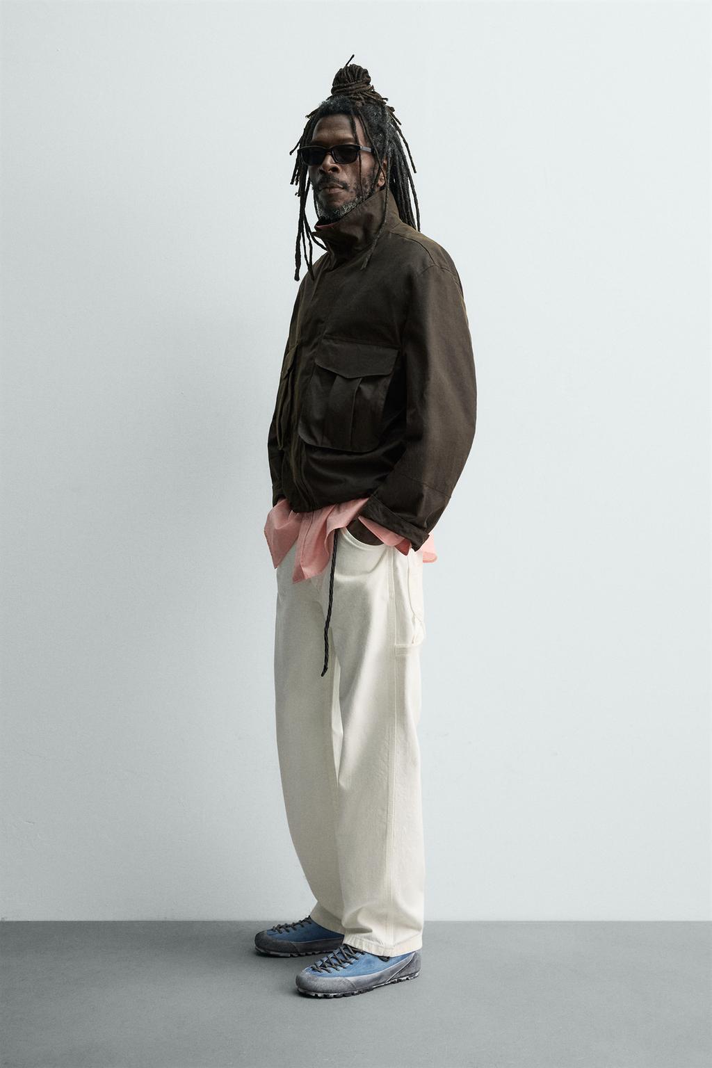 УКОРОЧЕННАЯ КУРТКА Zara «Aaron Levine» С ЭФФЕКТОМ ВОЩЕНОЙ ТКАНИ