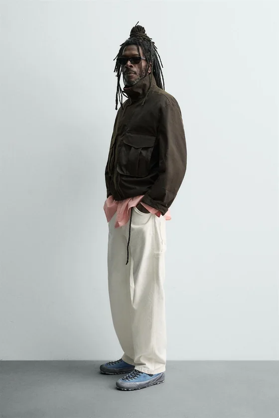 УКОРОЧЕННАЯ КУРТКА Zara «Aaron Levine» С ЭФФЕКТОМ ВОЩЕНОЙ ТКАНИ