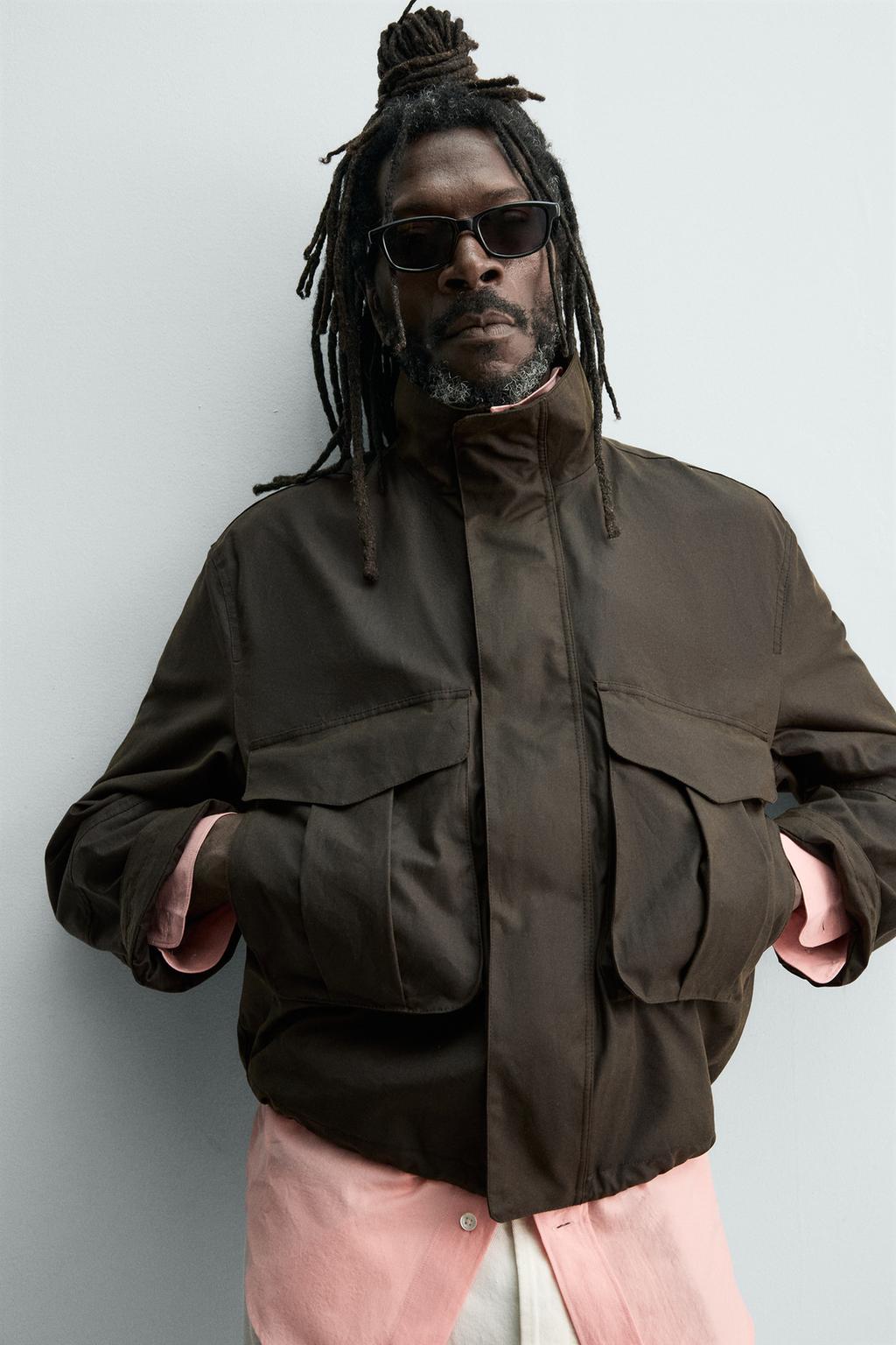 УКОРОЧЕННАЯ КУРТКА Zara «Aaron Levine» С ЭФФЕКТОМ ВОЩЕНОЙ ТКАНИ