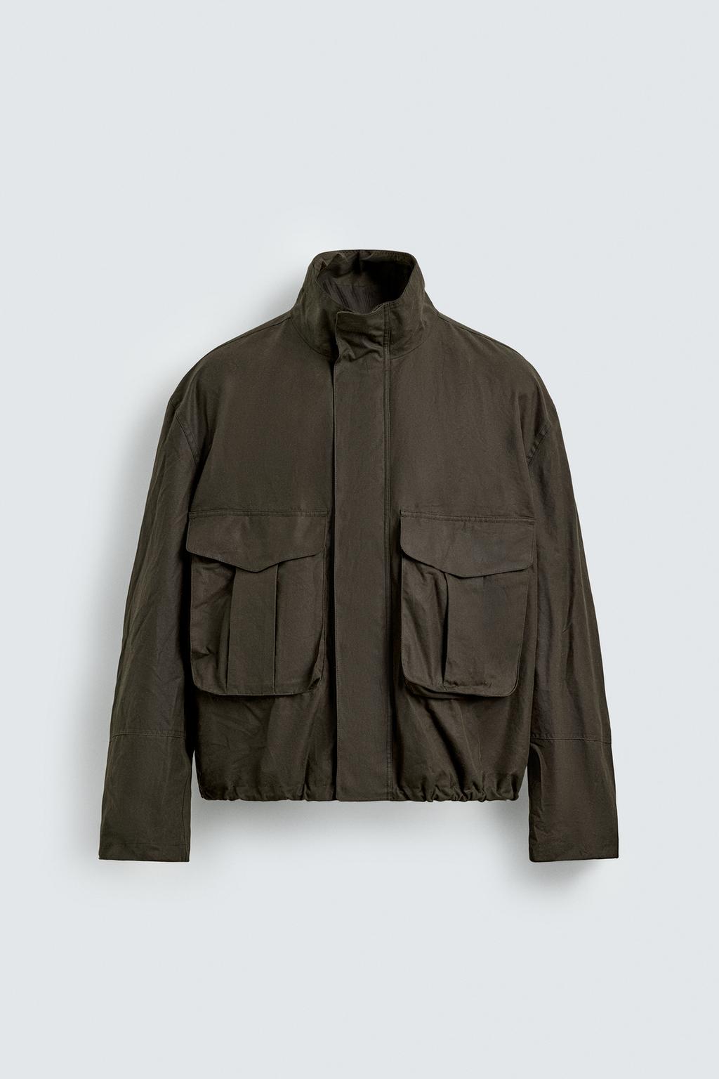 УКОРОЧЕННАЯ КУРТКА Zara «Aaron Levine» С ЭФФЕКТОМ ВОЩЕНОЙ ТКАНИ