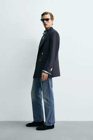 Двубортный блейзер из 100% шерсти Zara «Aaron Levine»- Заказать в России