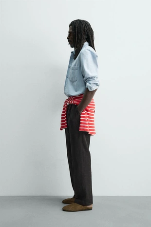 Рубашка жаккардовый деним Zara «Aaron Levine»- Заказать в России