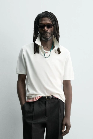 Поло пике с эффектом потертости Zara «Aaron Levine»- Заказать в России