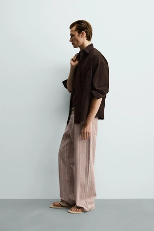 Джинсы  в полоску с принтом- Заказать в России