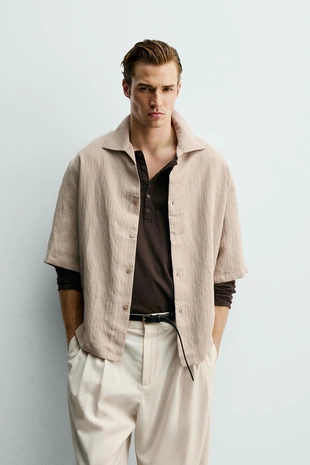 Жаккардовая рубашка  в полоску