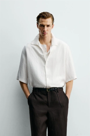 Рубашка  жаккард в полоску