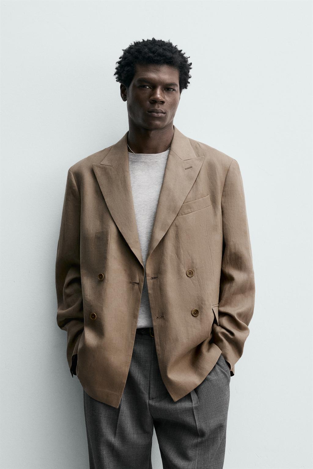 ДВУБОРТНЫЙ КОСТЮМНЫЙ БЛЕЙЗЕР ИЗ 100% ЛЬНА