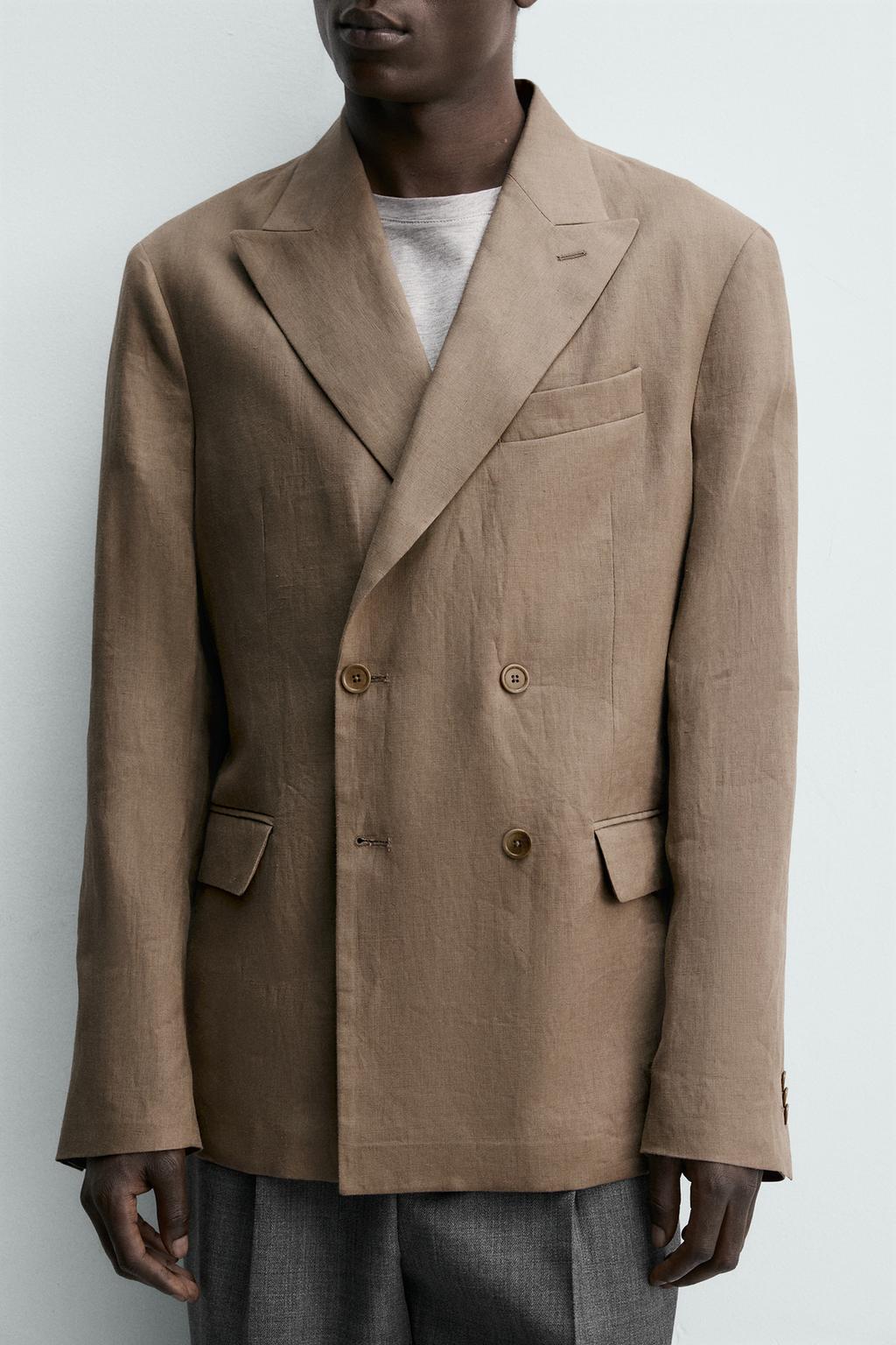 ДВУБОРТНЫЙ КОСТЮМНЫЙ БЛЕЙЗЕР ИЗ 100% ЛЬНА