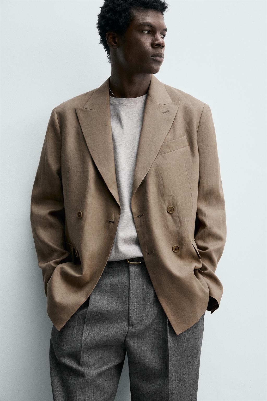 ДВУБОРТНЫЙ КОСТЮМНЫЙ БЛЕЙЗЕР ИЗ 100% ЛЬНА